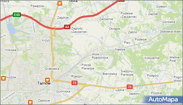 mapa Wola Rzędzińska, Wola Rzędzińska na mapie Targeo