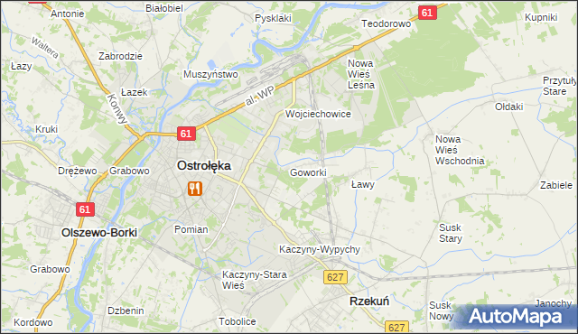 mapa Goworki, Goworki na mapie Targeo