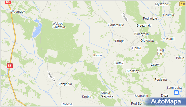 mapa Klimki gmina Kadzidło, Klimki gmina Kadzidło na mapie Targeo