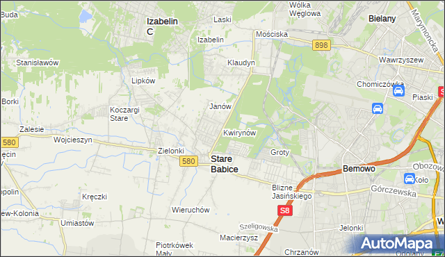 mapa Kwirynów gmina Stare Babice, Kwirynów gmina Stare Babice na mapie Targeo
