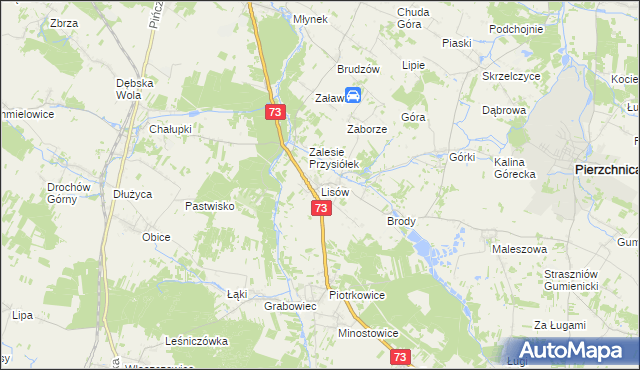 mapa Lisów gmina Morawica, Lisów gmina Morawica na mapie Targeo