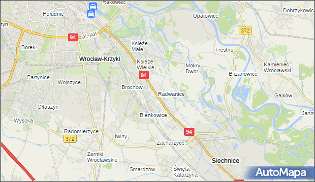 mapa Radwanice gmina Siechnice, Radwanice gmina Siechnice na mapie Targeo