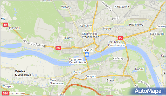 mapa Torunia, Toruń na mapie Targeo