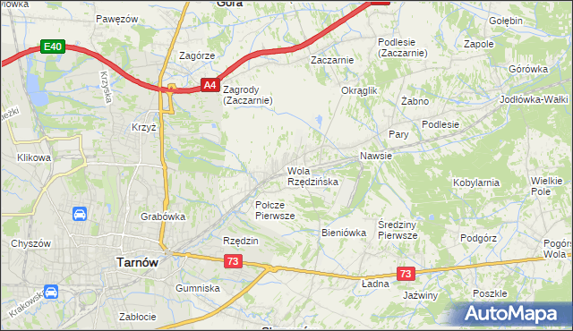 mapa Wola Rzędzińska, Wola Rzędzińska na mapie Targeo