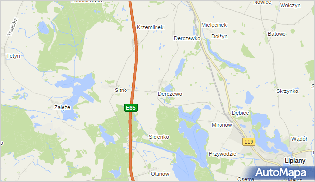 mapa Derczewo, Derczewo na mapie Targeo