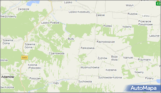 mapa Feliksówka gmina Adamów, Feliksówka gmina Adamów na mapie Targeo