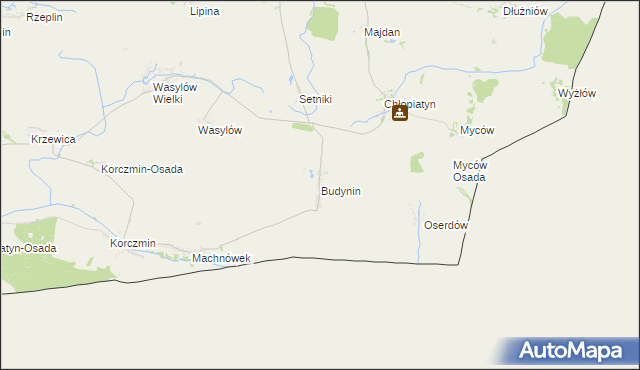 mapa Budynin, Budynin na mapie Targeo