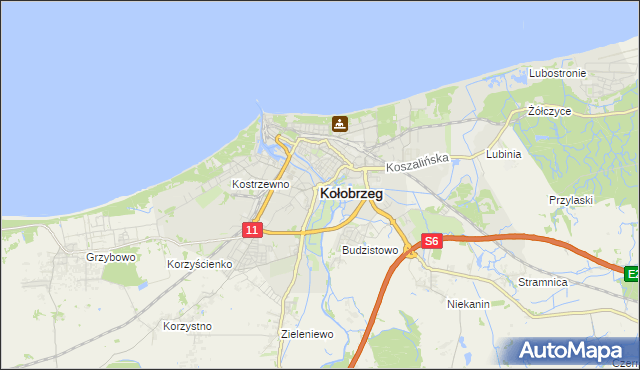 mapa Kołobrzegu, Kołobrzeg na mapie Targeo