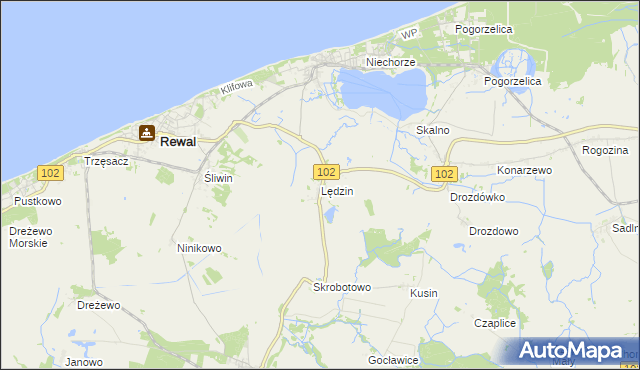 mapa Lędzin, Lędzin na mapie Targeo