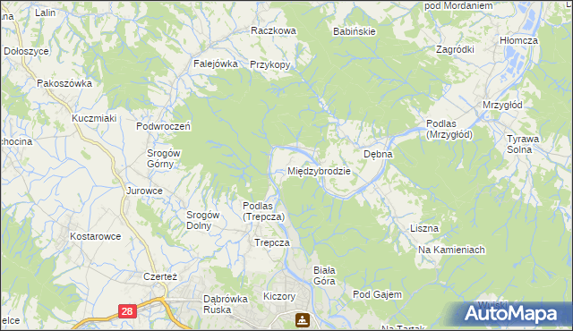mapa Międzybrodzie, Międzybrodzie na mapie Targeo