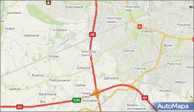mapa Mokronos Dolny, Mokronos Dolny na mapie Targeo
