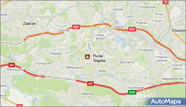 mapa Rudy Śląskiej, Ruda Śląska na mapie Targeo