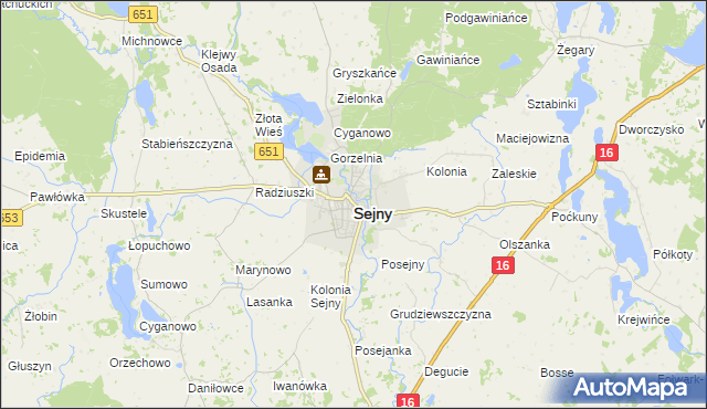 mapa Sejny, Sejny na mapie Targeo