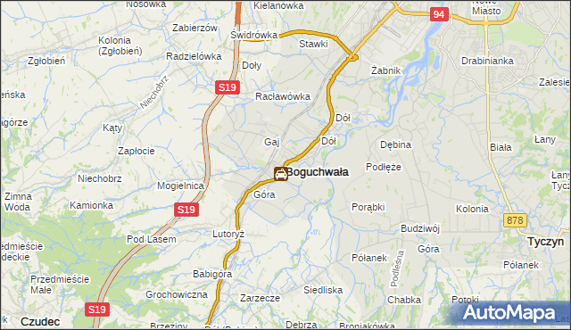 mapa Boguchwała powiat rzeszowski, Boguchwała powiat rzeszowski na mapie Targeo