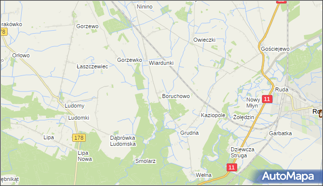 mapa Boruchowo, Boruchowo na mapie Targeo