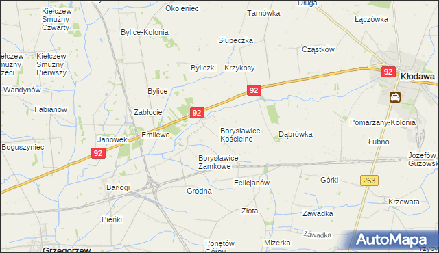 mapa Borysławice Kościelne, Borysławice Kościelne na mapie Targeo