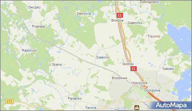 mapa Dalęcino, Dalęcino na mapie Targeo