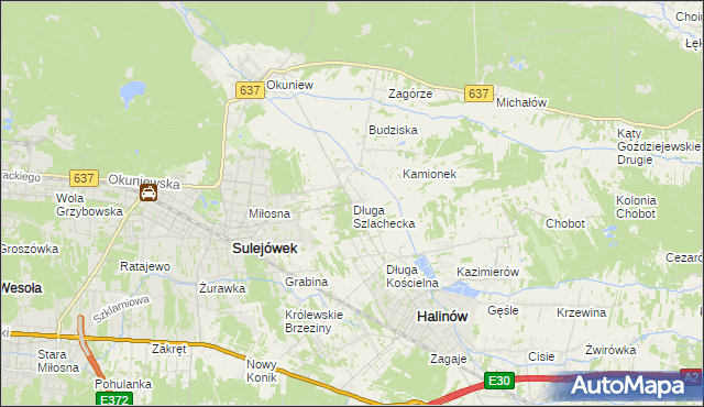 mapa Długa Szlachecka, Długa Szlachecka na mapie Targeo