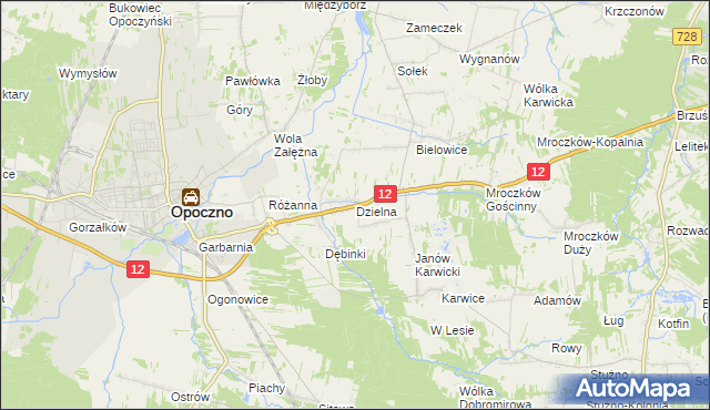 mapa Dzielna gmina Opoczno, Dzielna gmina Opoczno na mapie Targeo