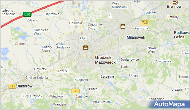 mapa Grodzisk Mazowiecki, Grodzisk Mazowiecki na mapie Targeo