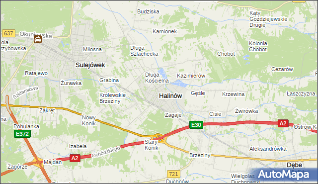 mapa Halinów powiat miński, Halinów powiat miński na mapie Targeo