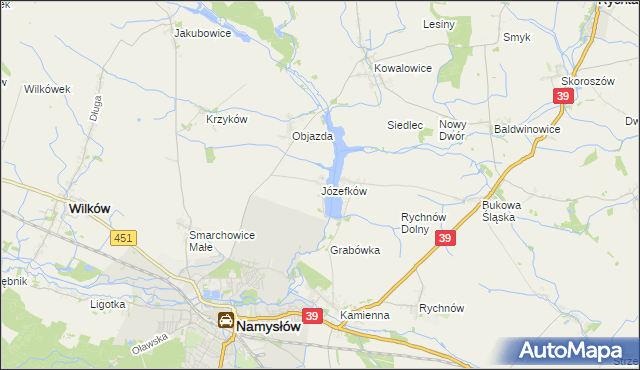 mapa Józefków gmina Namysłów, Józefków gmina Namysłów na mapie Targeo