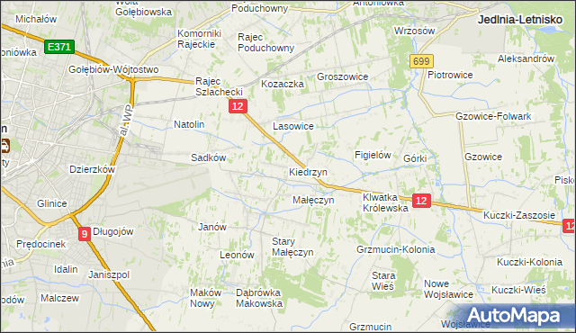 mapa Kiedrzyn gmina Gózd, Kiedrzyn gmina Gózd na mapie Targeo