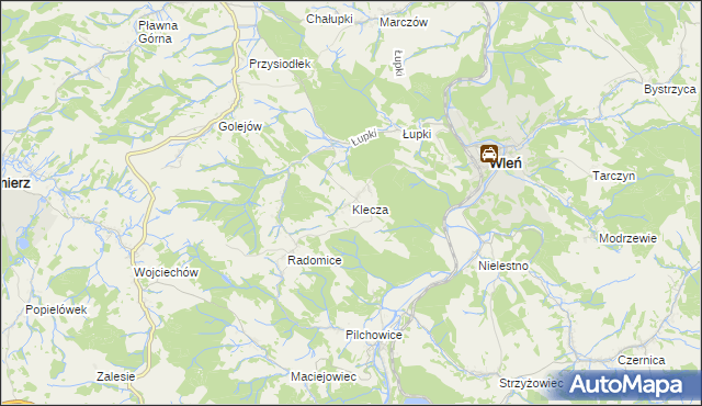 mapa Klecza, Klecza na mapie Targeo