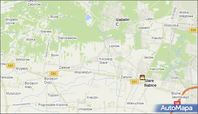 mapa Koczargi Stare, Koczargi Stare na mapie Targeo