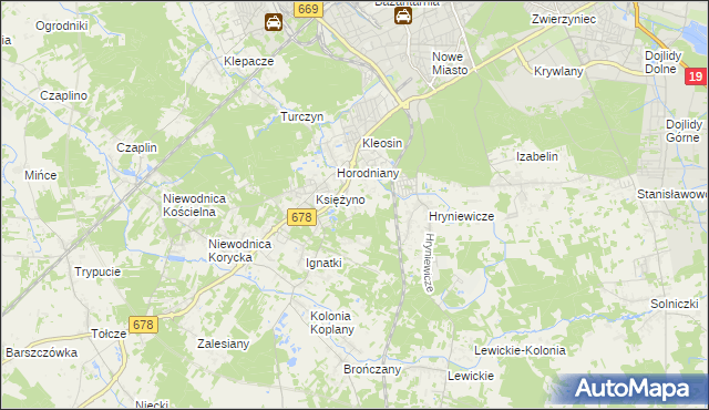 mapa Księżyno-Kolonia, Księżyno-Kolonia na mapie Targeo