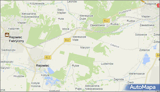mapa Marysin gmina Rejowiec, Marysin gmina Rejowiec na mapie Targeo