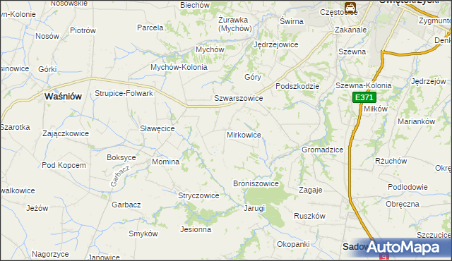 mapa Mirkowice gmina Bodzechów, Mirkowice gmina Bodzechów na mapie Targeo