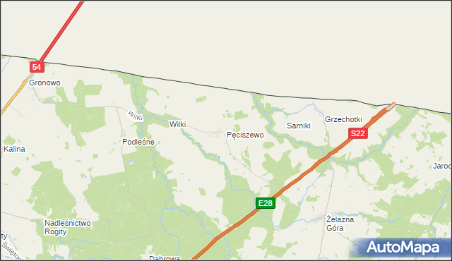 mapa Pęciszewo, Pęciszewo na mapie Targeo