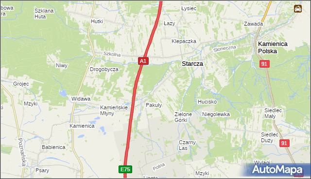 mapa Rudnik Mały gmina Starcza, Rudnik Mały gmina Starcza na mapie Targeo