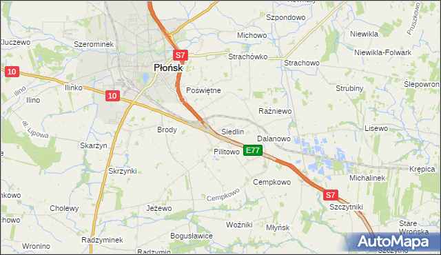 mapa Siedlin, Siedlin na mapie Targeo