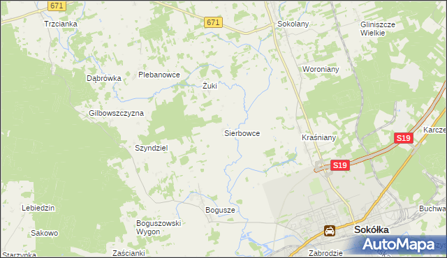 mapa Sierbowce, Sierbowce na mapie Targeo