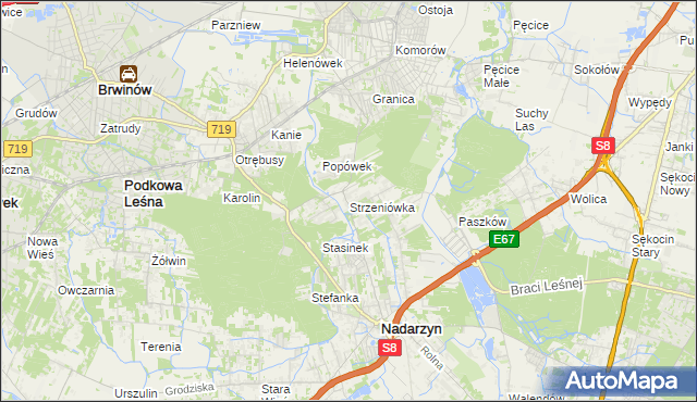 mapa Strzeniówka, Strzeniówka na mapie Targeo