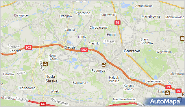 mapa Świętochłowice, Świętochłowice na mapie Targeo