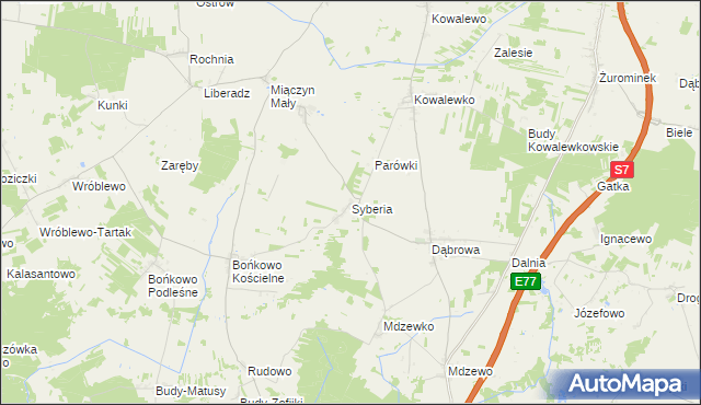 mapa Syberia gmina Strzegowo, Syberia gmina Strzegowo na mapie Targeo