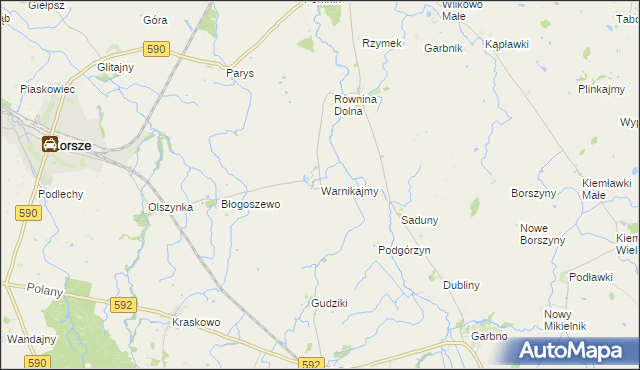 mapa Warnikajmy, Warnikajmy na mapie Targeo