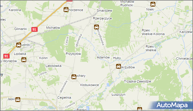 mapa Adamów gmina Kłomnice, Adamów gmina Kłomnice na mapie Targeo