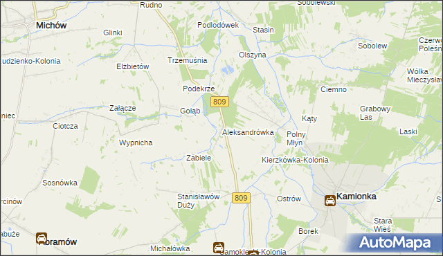 mapa Aleksandrówka gmina Michów, Aleksandrówka gmina Michów na mapie Targeo