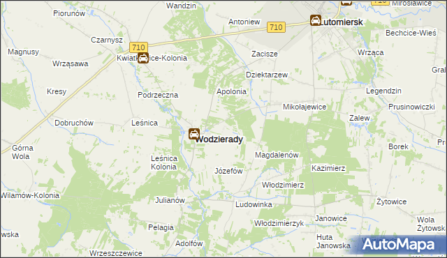 mapa Alfonsów gmina Wodzierady, Alfonsów gmina Wodzierady na mapie Targeo