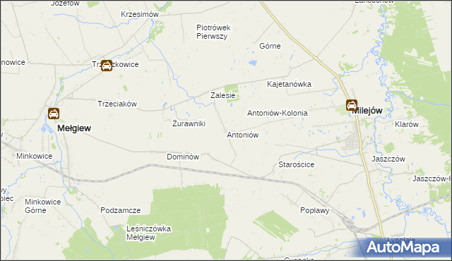 mapa Antoniów gmina Milejów, Antoniów gmina Milejów na mapie Targeo