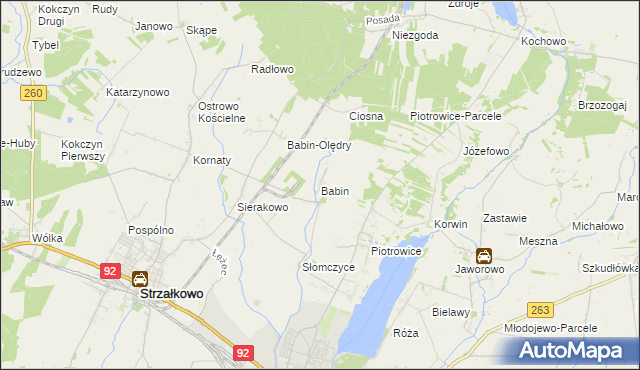 mapa Babin gmina Strzałkowo, Babin gmina Strzałkowo na mapie Targeo