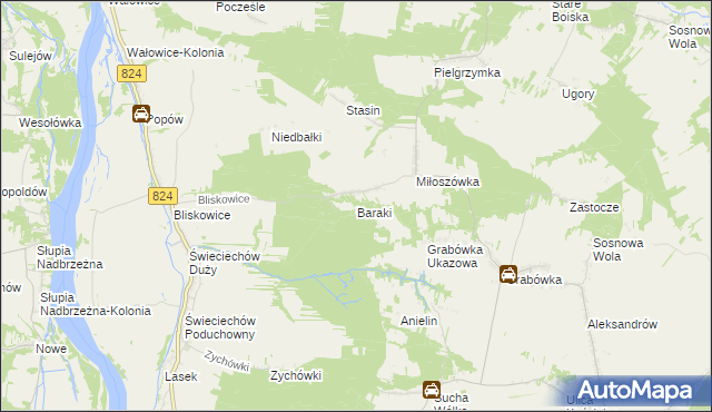 mapa Baraki gmina Annopol, Baraki gmina Annopol na mapie Targeo
