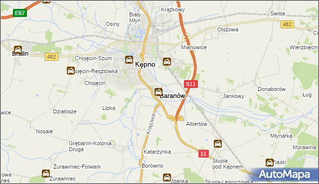 mapa Baranów powiat kępiński, Baranów powiat kępiński na mapie Targeo
