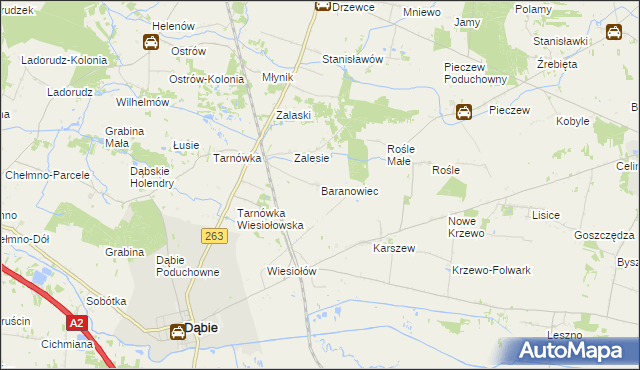 mapa Baranowiec, Baranowiec na mapie Targeo