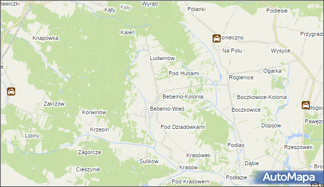 mapa Bebelno-Kolonia, Bebelno-Kolonia na mapie Targeo