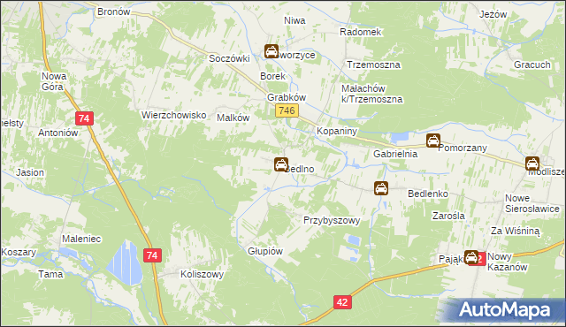 mapa Bedlno gmina Końskie, Bedlno gmina Końskie na mapie Targeo